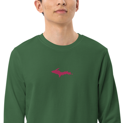 Michigan Upper Peninsula Sweatshirt (w/ Embroidered Pink UP Outline) | Unisex Organic