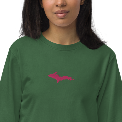 Michigan Upper Peninsula Sweatshirt (w/ Embroidered Pink UP Outline) | Unisex Organic