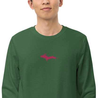 Michigan Upper Peninsula Sweatshirt (w/ Embroidered Pink UP Outline) | Unisex Organic