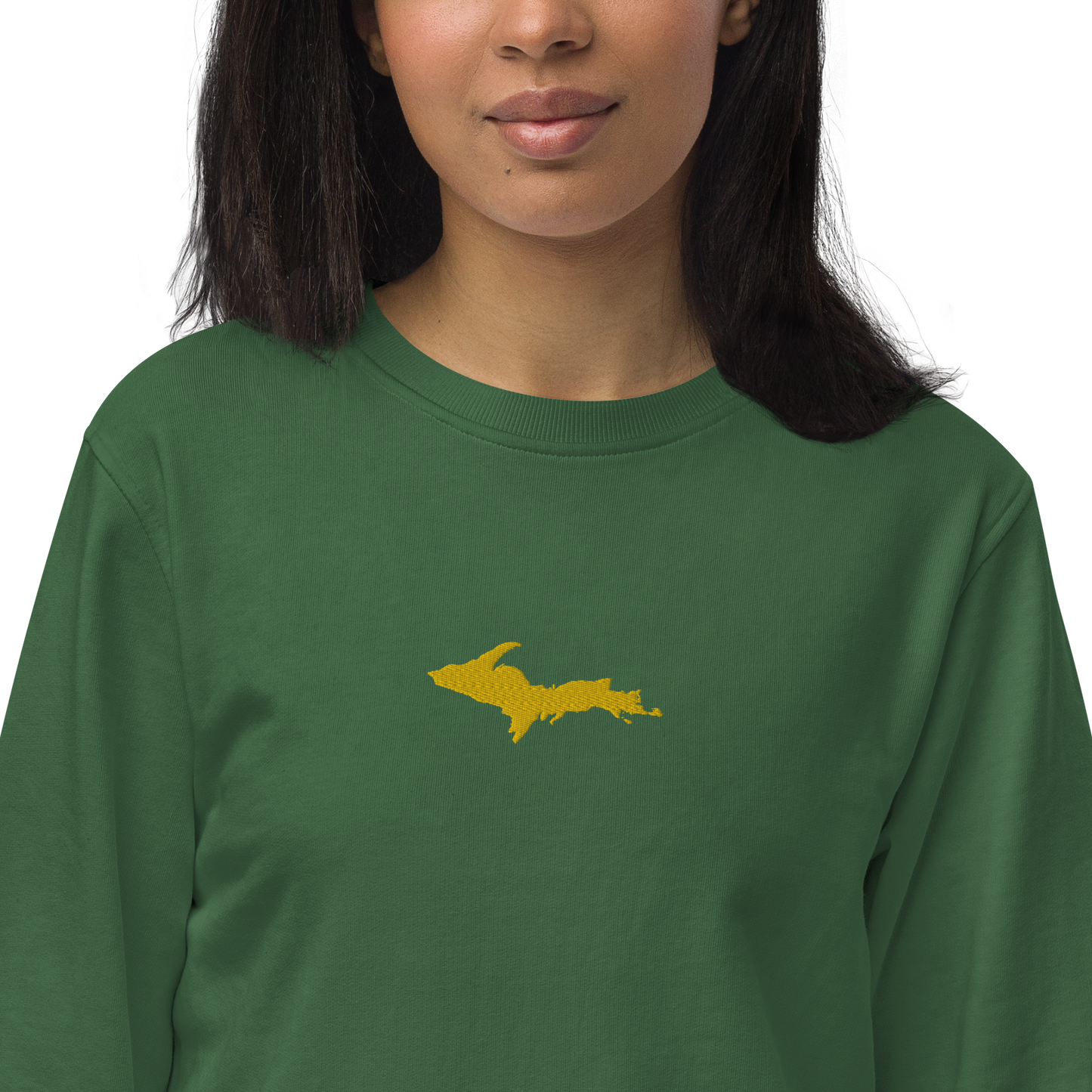 Michigan Upper Peninsula Sweatshirt (w/ Embroidered Gold UP Outline) | Unisex Organic