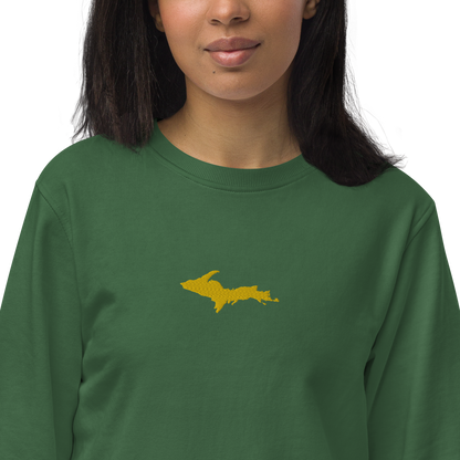 Michigan Upper Peninsula Sweatshirt (w/ Embroidered Gold UP Outline) | Unisex Organic