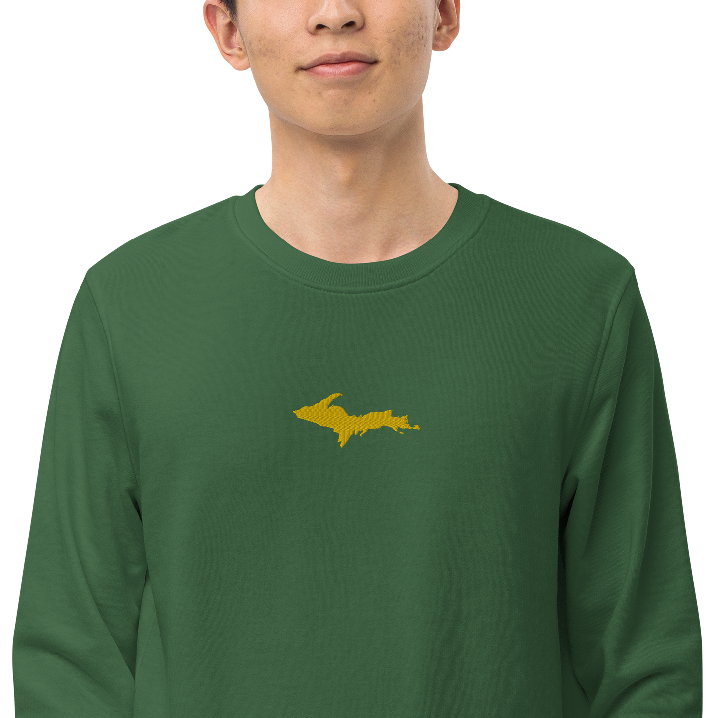 Michigan Upper Peninsula Sweatshirt (w/ Embroidered Gold UP Outline) | Unisex Organic