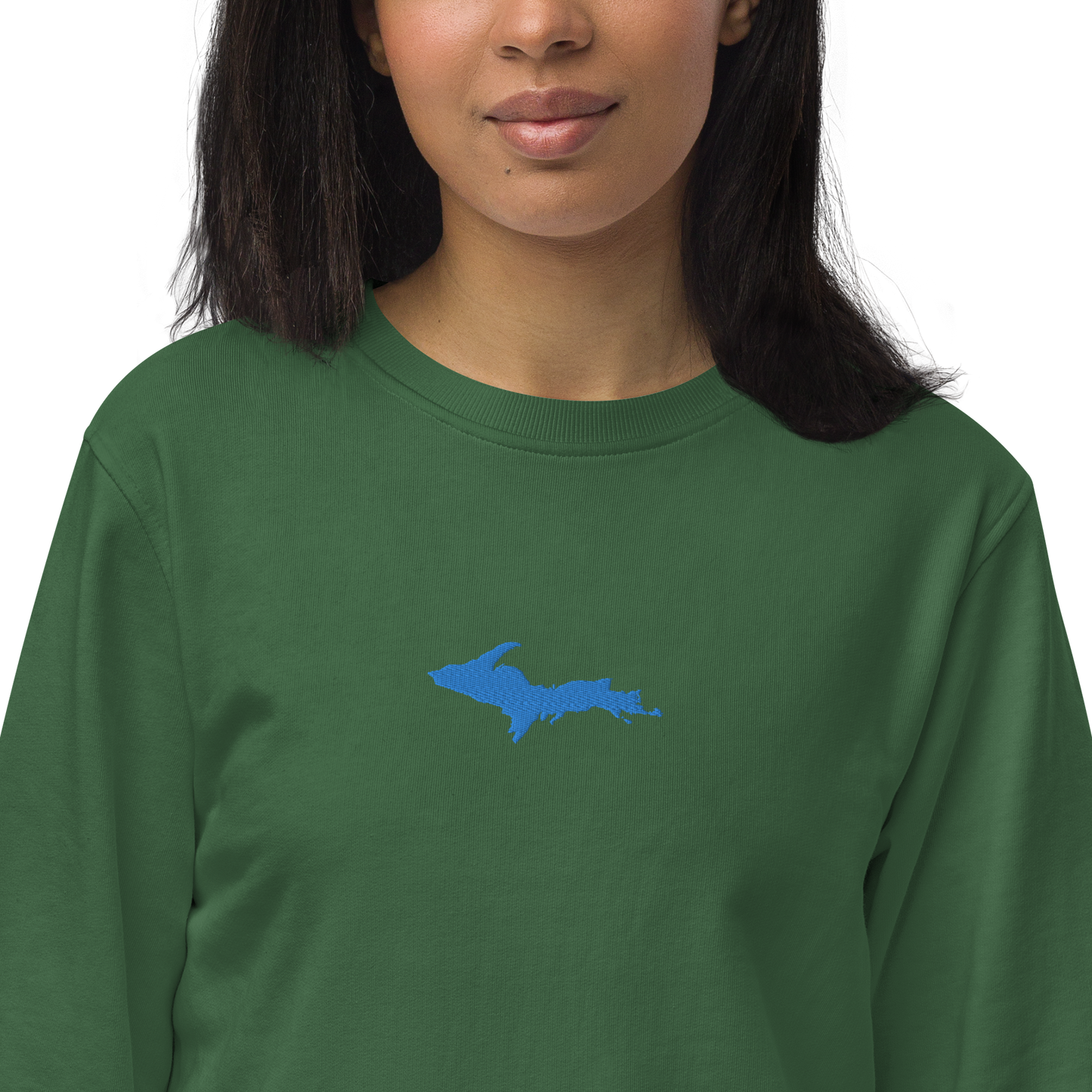 Michigan Upper Peninsula Sweatshirt (w/ Embroidered Azure UP Outline) | Unisex Organic