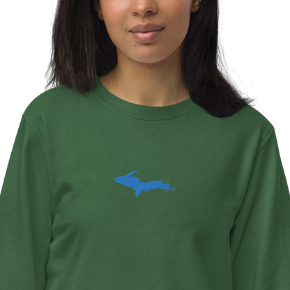 Michigan Upper Peninsula Sweatshirt (w/ Embroidered Azure UP Outline) | Unisex Organic