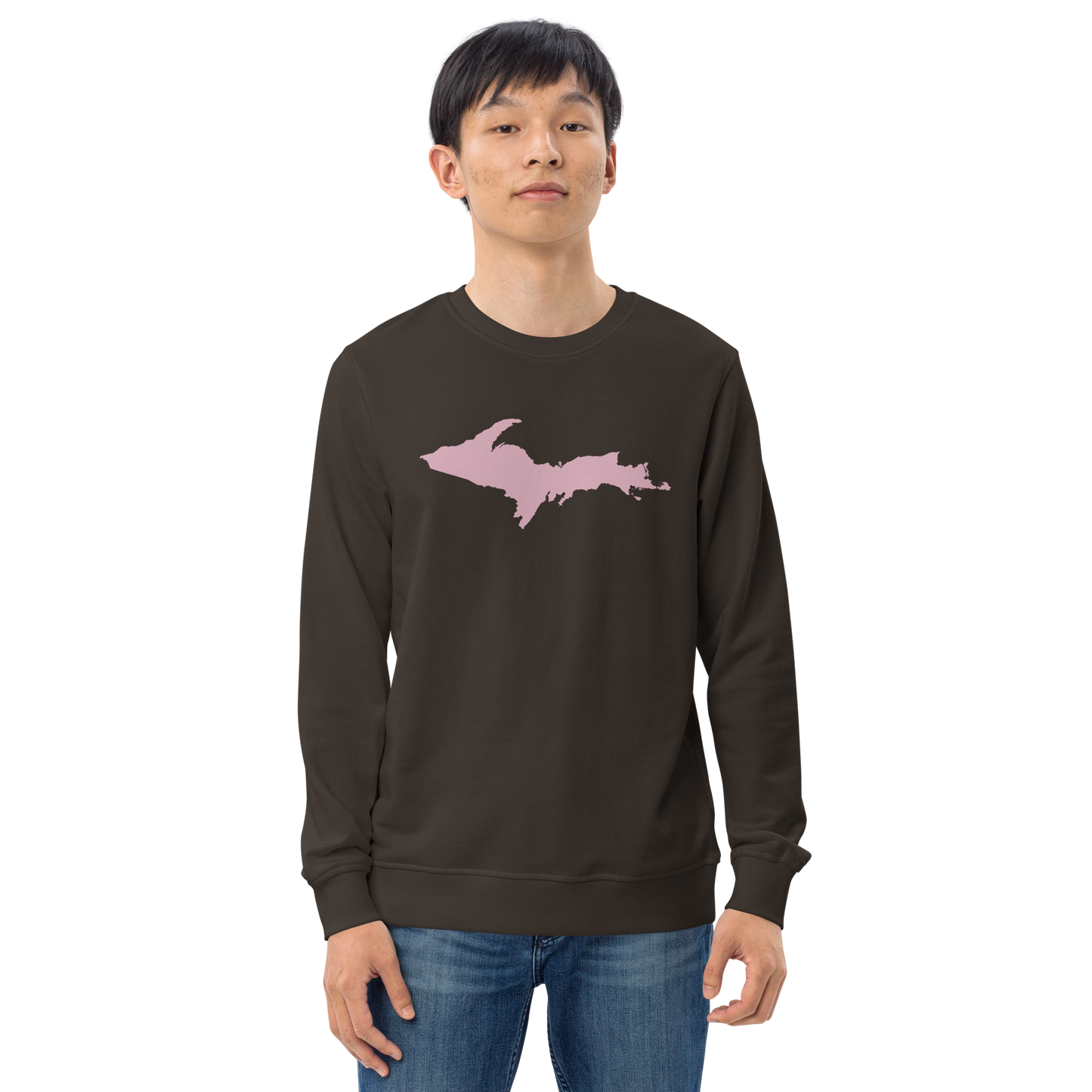 Michigan Upper Peninsula Organic Sweatshirt (w/ Pink UP Outline)