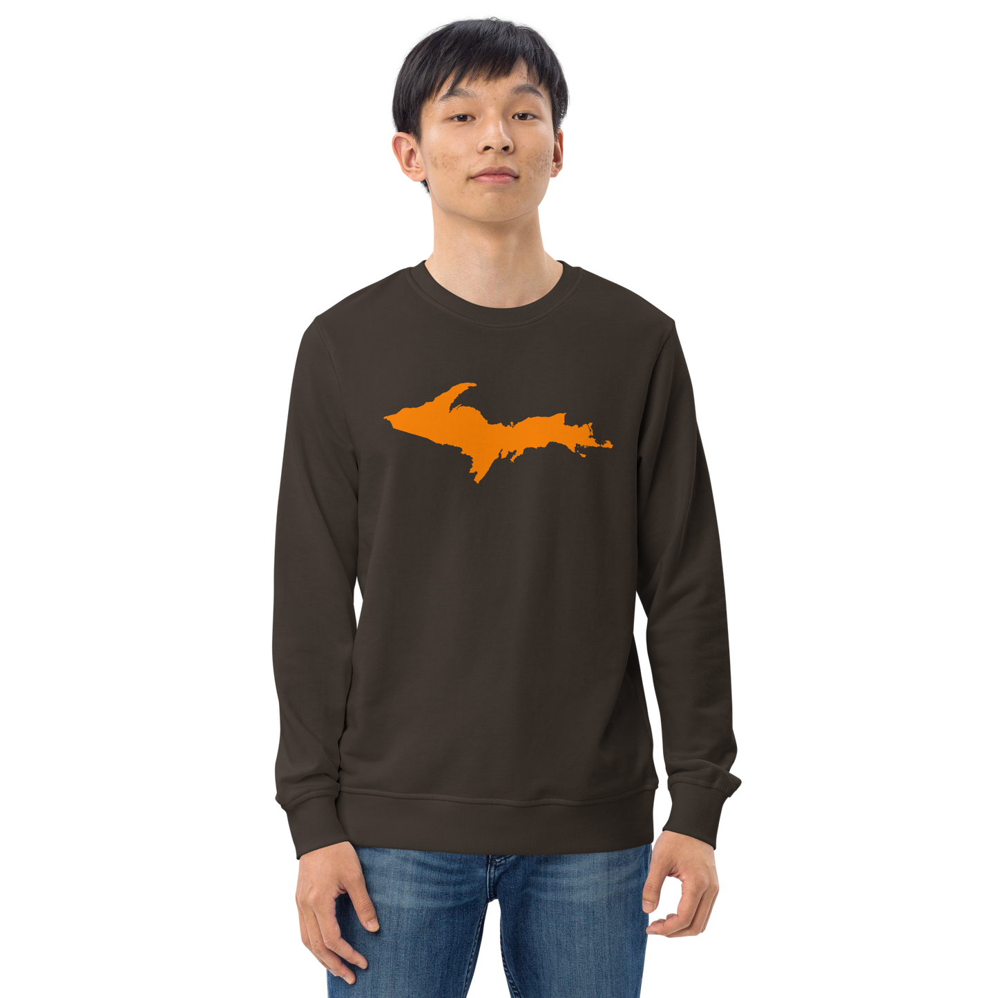 Michigan Upper Peninsula Organic Sweatshirt (w/ Orange UP Outline)