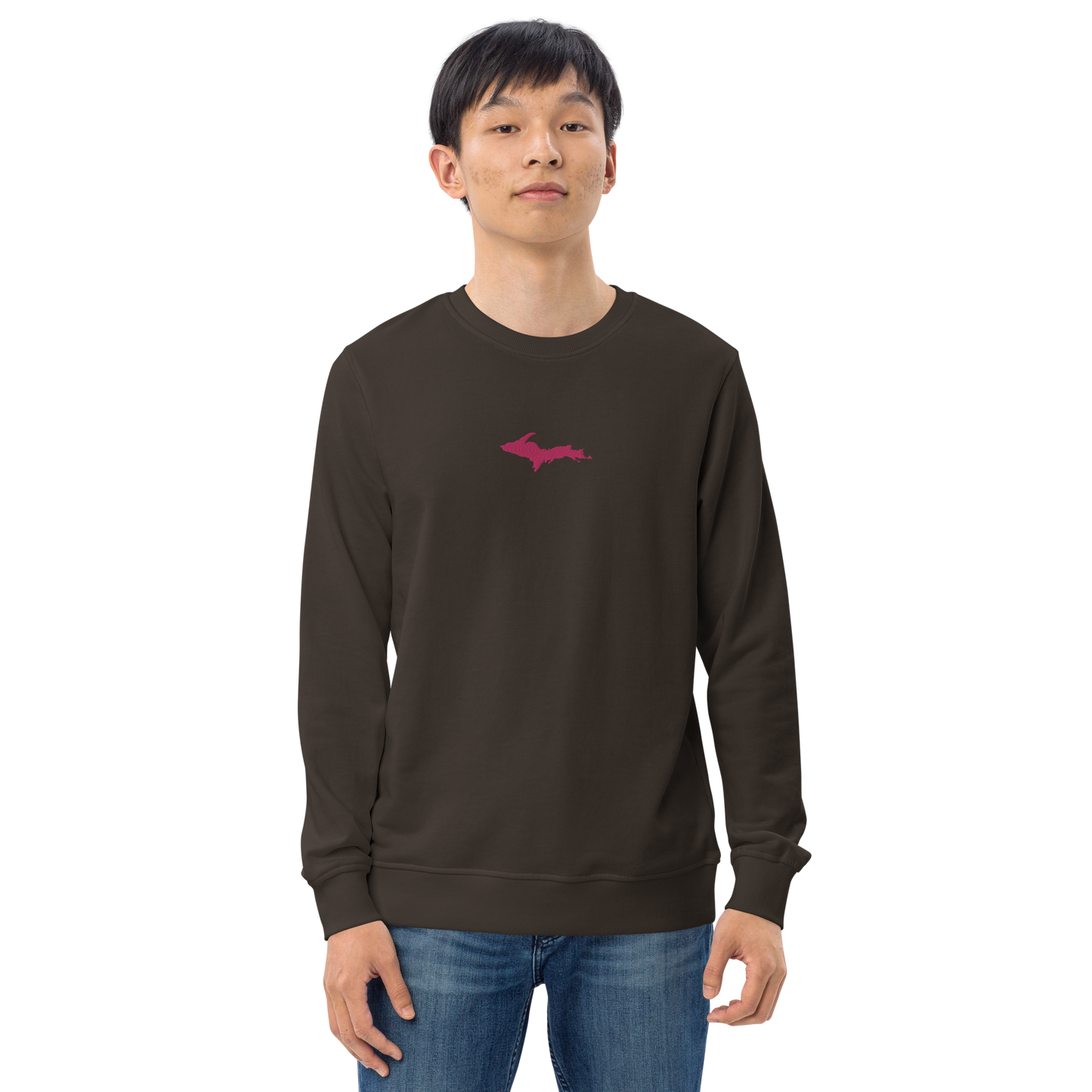 Michigan Upper Peninsula Sweatshirt (w/ Embroidered Pink UP Outline) | Unisex Organic