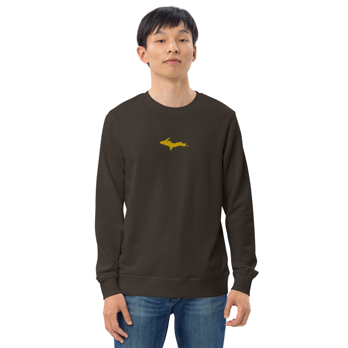 Michigan Upper Peninsula Sweatshirt (w/ Embroidered Gold UP Outline) | Unisex Organic