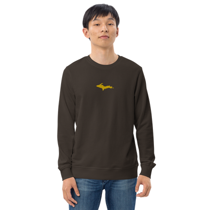 Michigan Upper Peninsula Sweatshirt (w/ Embroidered Gold UP Outline) | Unisex Organic