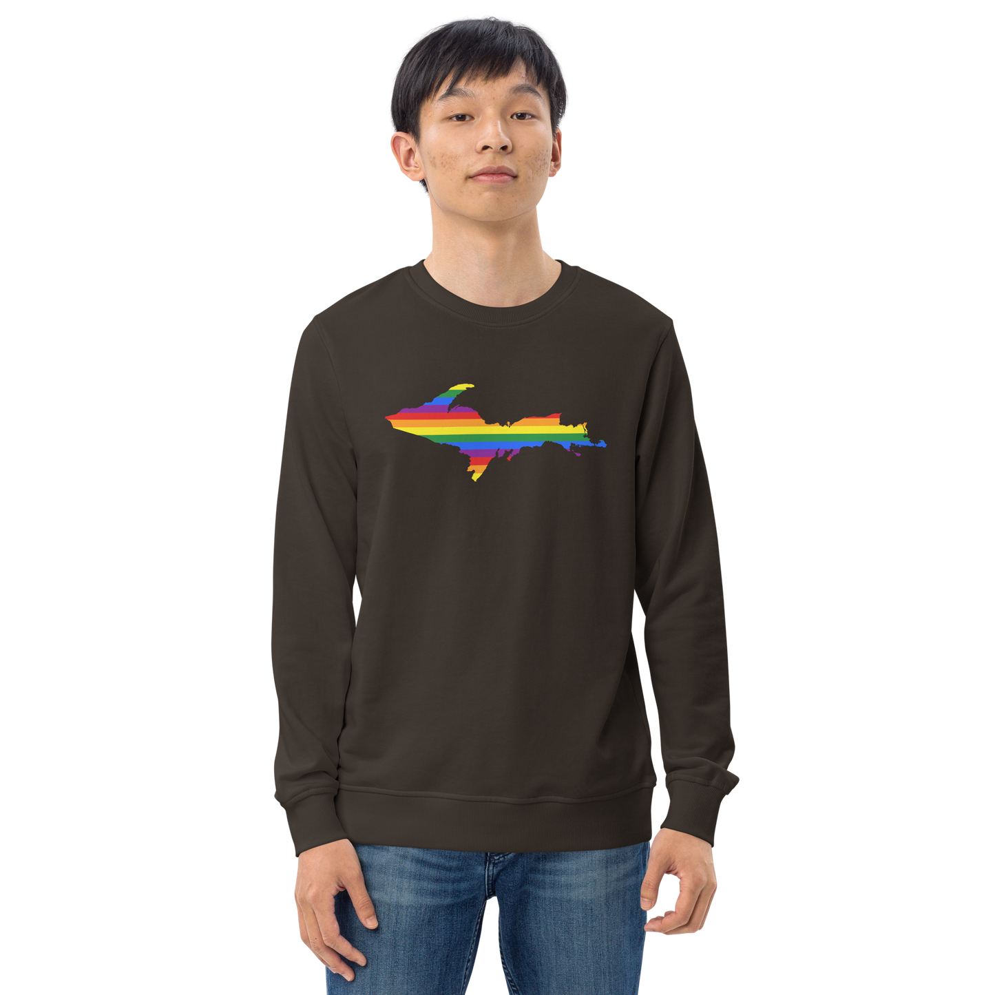 Michigan Upper Peninsula Sweatshirt (w/ UP Pride Flag Outline) | Unisex Organic