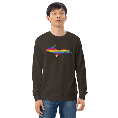 Michigan Upper Peninsula Sweatshirt (w/ UP Pride Flag Outline) | Unisex Organic