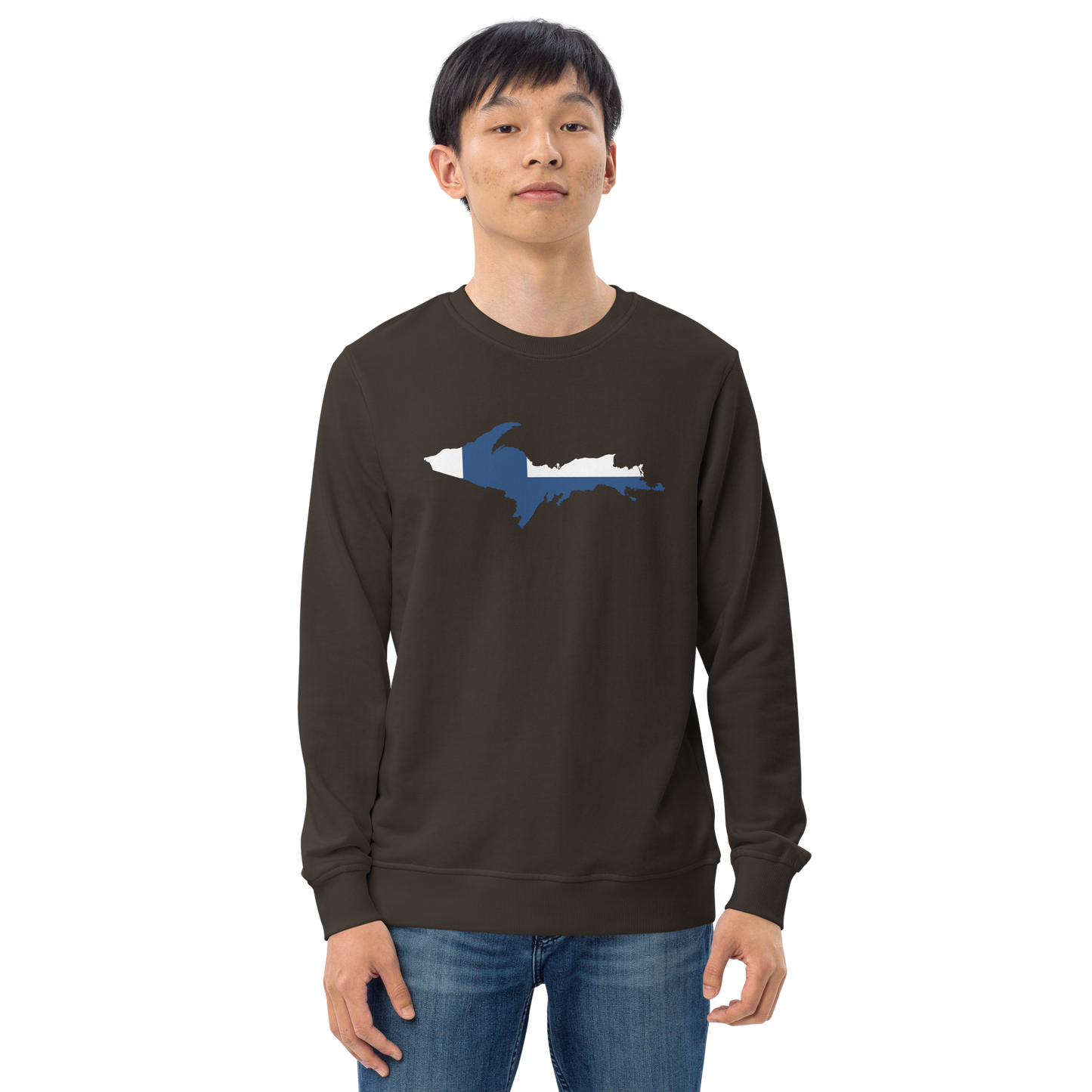 Michigan Upper Peninsula Sweatshirt (w/ UP Finland Flag Outline) | Unisex Organic