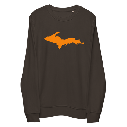 Michigan Upper Peninsula Organic Sweatshirt (w/ Orange UP Outline)