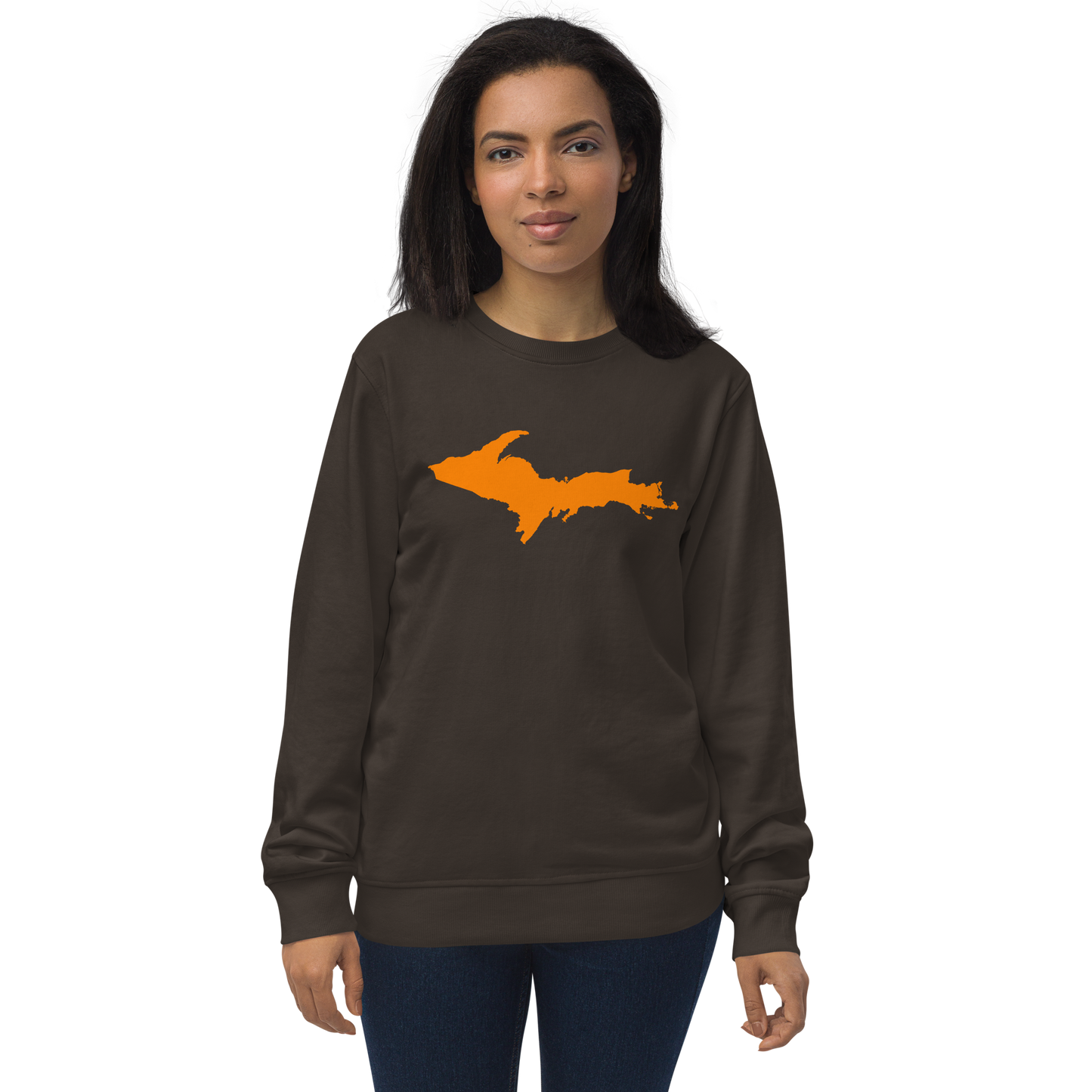 Michigan Upper Peninsula Organic Sweatshirt (w/ Orange UP Outline)