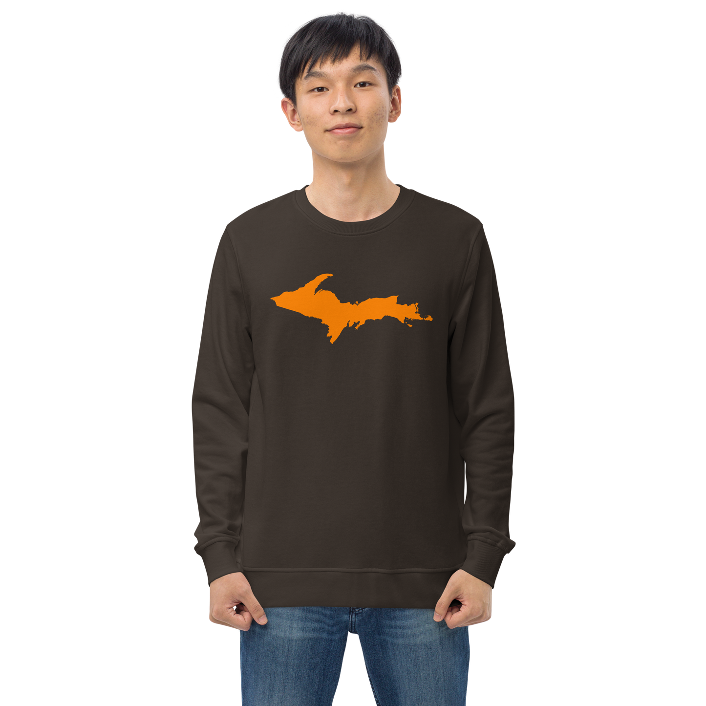 Michigan Upper Peninsula Organic Sweatshirt (w/ Orange UP Outline)