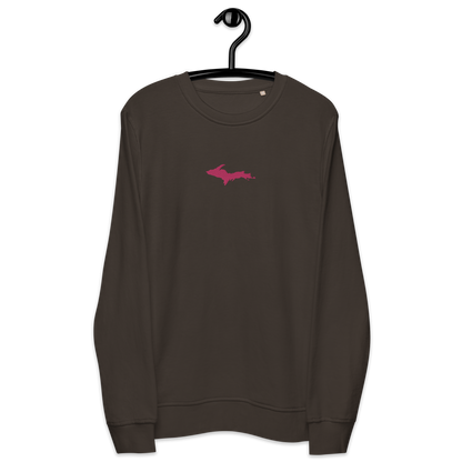 Michigan Upper Peninsula Sweatshirt (w/ Embroidered Pink UP Outline) | Unisex Organic