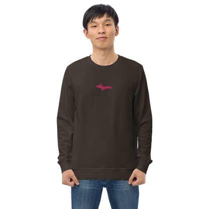 Michigan Upper Peninsula Sweatshirt (w/ Embroidered Pink UP Outline) | Unisex Organic