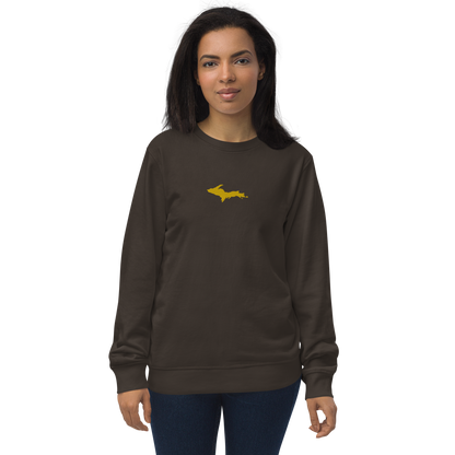 Michigan Upper Peninsula Sweatshirt (w/ Embroidered Gold UP Outline) | Unisex Organic