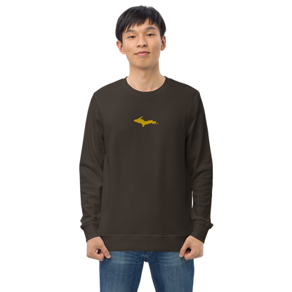 Michigan Upper Peninsula Sweatshirt (w/ Embroidered Gold UP Outline) | Unisex Organic