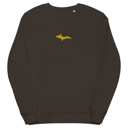 Michigan Upper Peninsula Sweatshirt (w/ Embroidered Gold UP Outline) | Unisex Organic