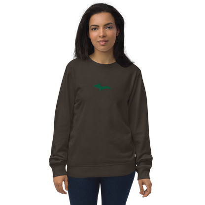 Michigan Upper Peninsula Sweatshirt (w/ Embroidered Green UP Outline) | Unisex Organic