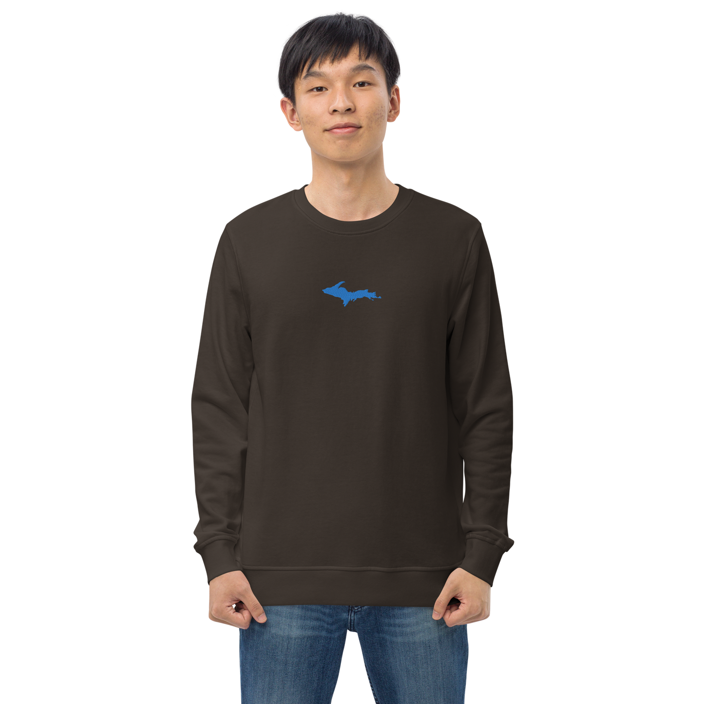 Michigan Upper Peninsula Sweatshirt (w/ Embroidered Azure UP Outline) | Unisex Organic