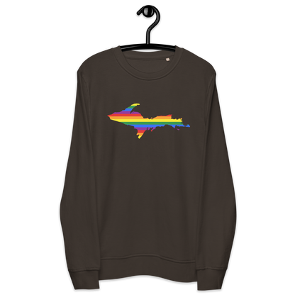 Michigan Upper Peninsula Sweatshirt (w/ UP Pride Flag Outline) | Unisex Organic