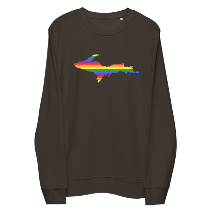 Michigan Upper Peninsula Sweatshirt (w/ UP Pride Flag Outline) | Unisex Organic