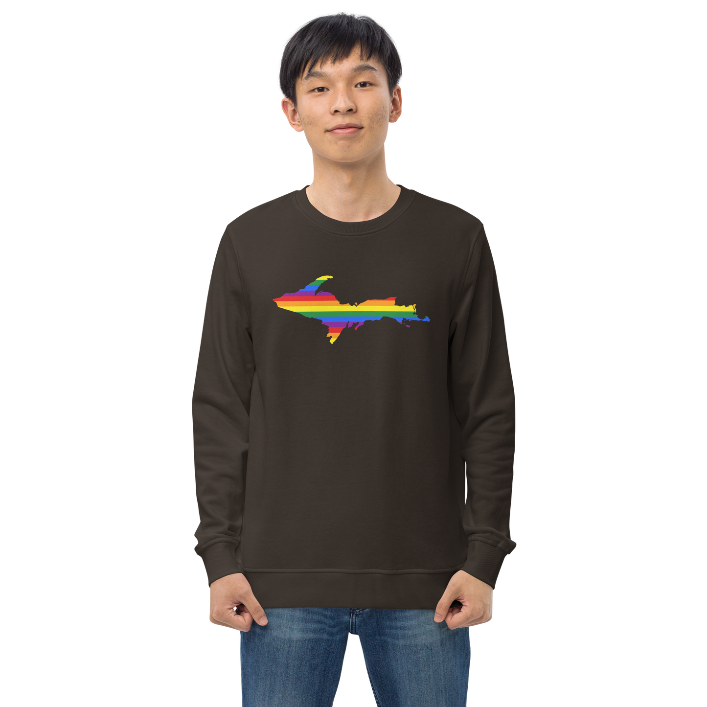 Michigan Upper Peninsula Sweatshirt (w/ UP Pride Flag Outline) | Unisex Organic