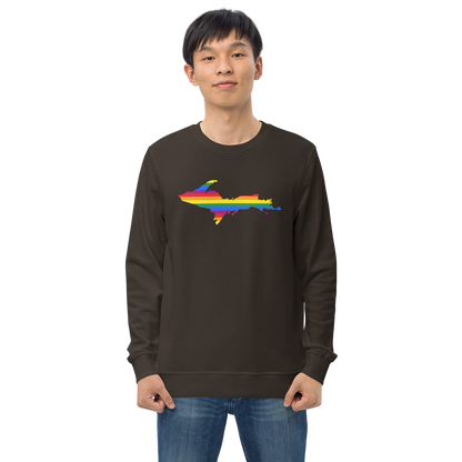 Michigan Upper Peninsula Sweatshirt (w/ UP Pride Flag Outline) | Unisex Organic