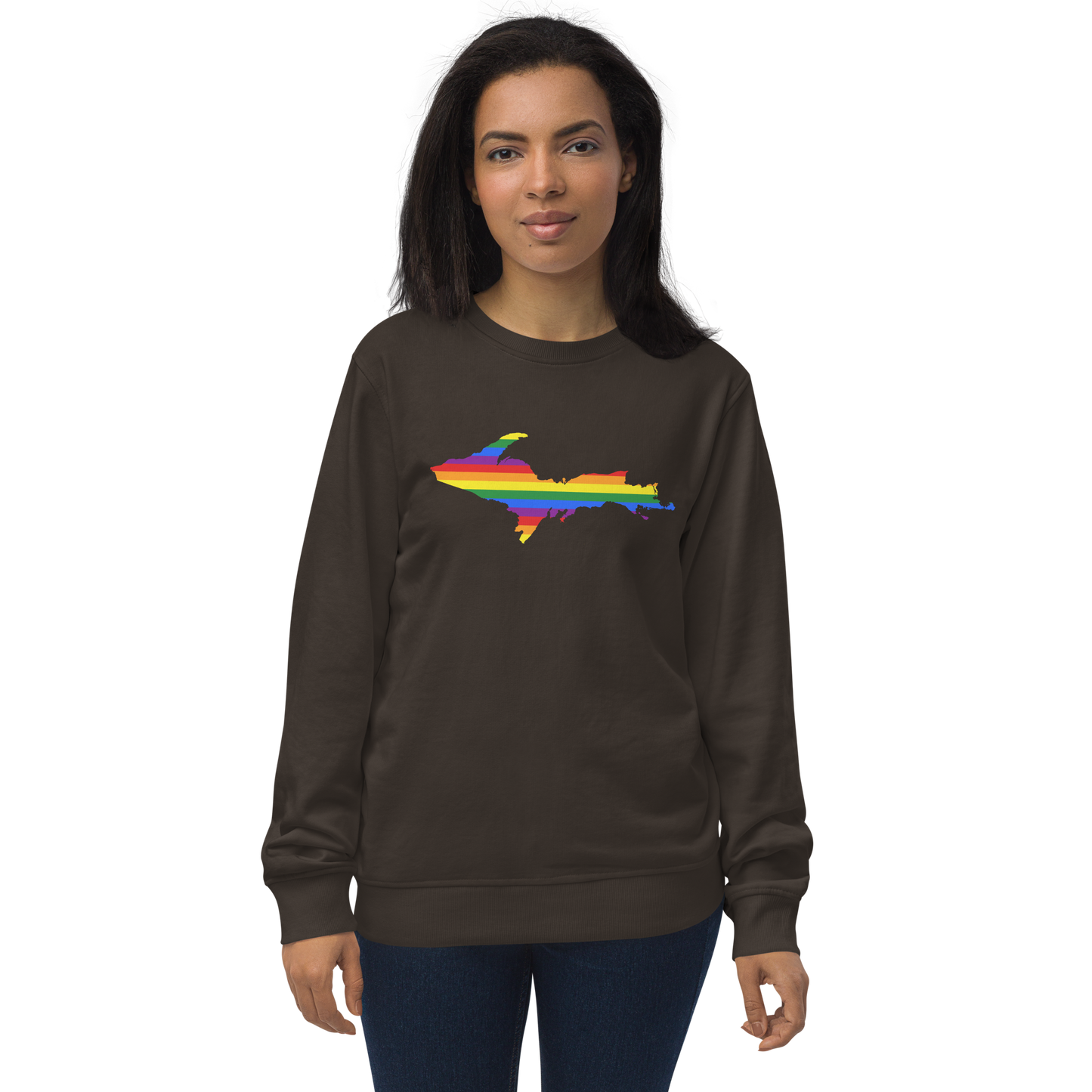 Michigan Upper Peninsula Sweatshirt (w/ UP Pride Flag Outline) | Unisex Organic