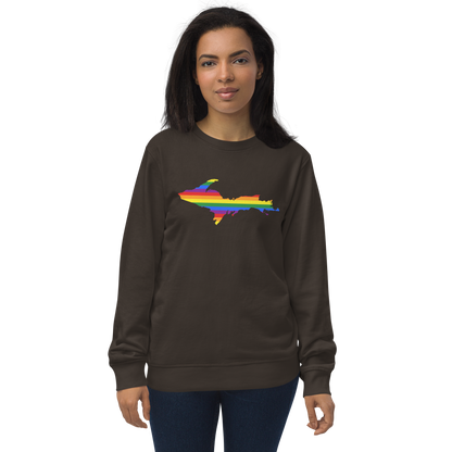 Michigan Upper Peninsula Sweatshirt (w/ UP Pride Flag Outline) | Unisex Organic