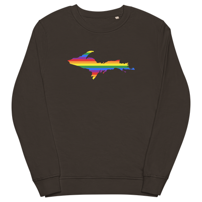 Michigan Upper Peninsula Sweatshirt (w/ UP Pride Flag Outline) | Unisex Organic