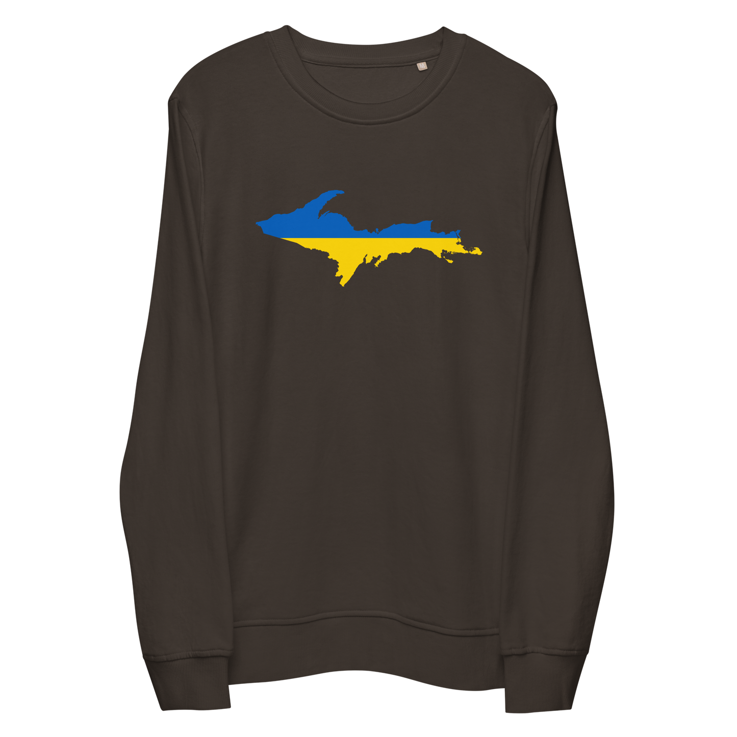 Michigan Upper Peninsula Sweatshirt (w/ Ukraine Flag Outline) | Unisex Organic