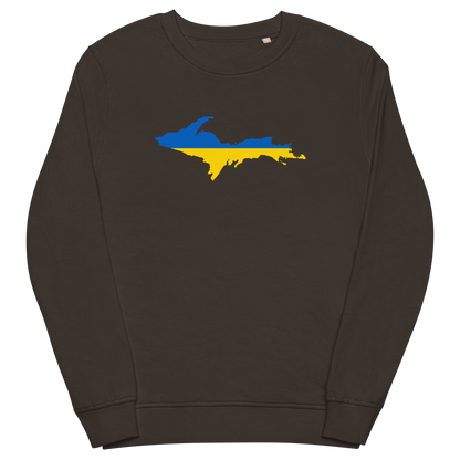 Michigan Upper Peninsula Sweatshirt (w/ Ukraine Flag Outline) | Unisex Organic