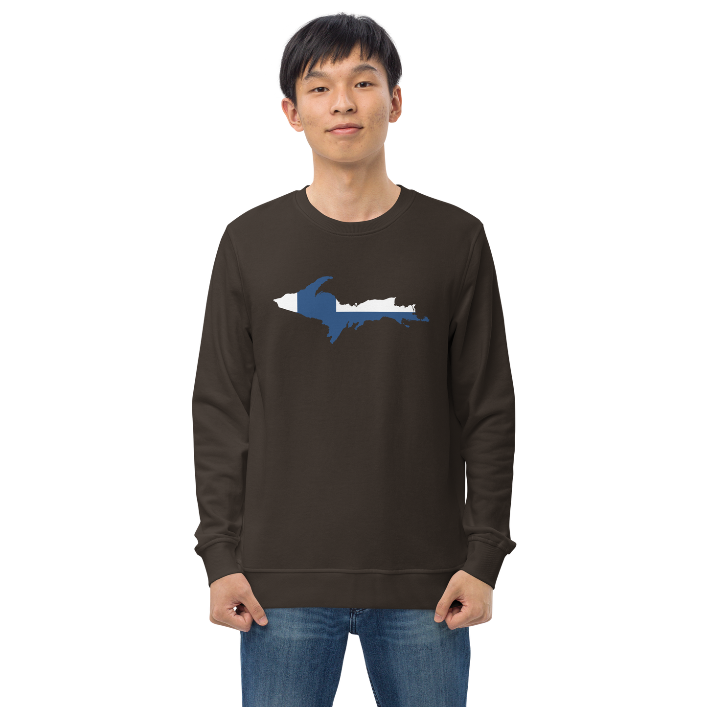 Michigan Upper Peninsula Sweatshirt (w/ UP Finland Flag Outline) | Unisex Organic