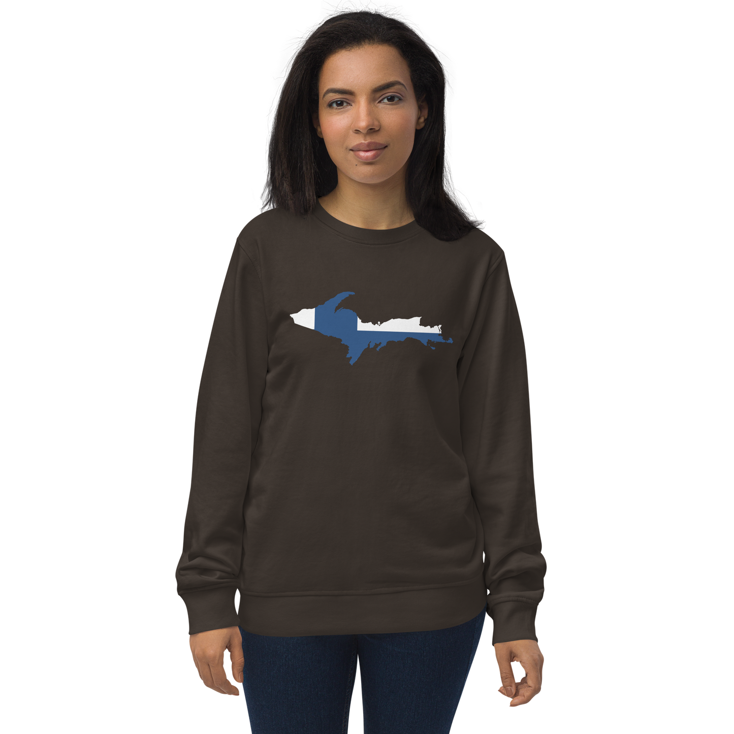 Michigan Upper Peninsula Sweatshirt (w/ UP Finland Flag Outline) | Unisex Organic