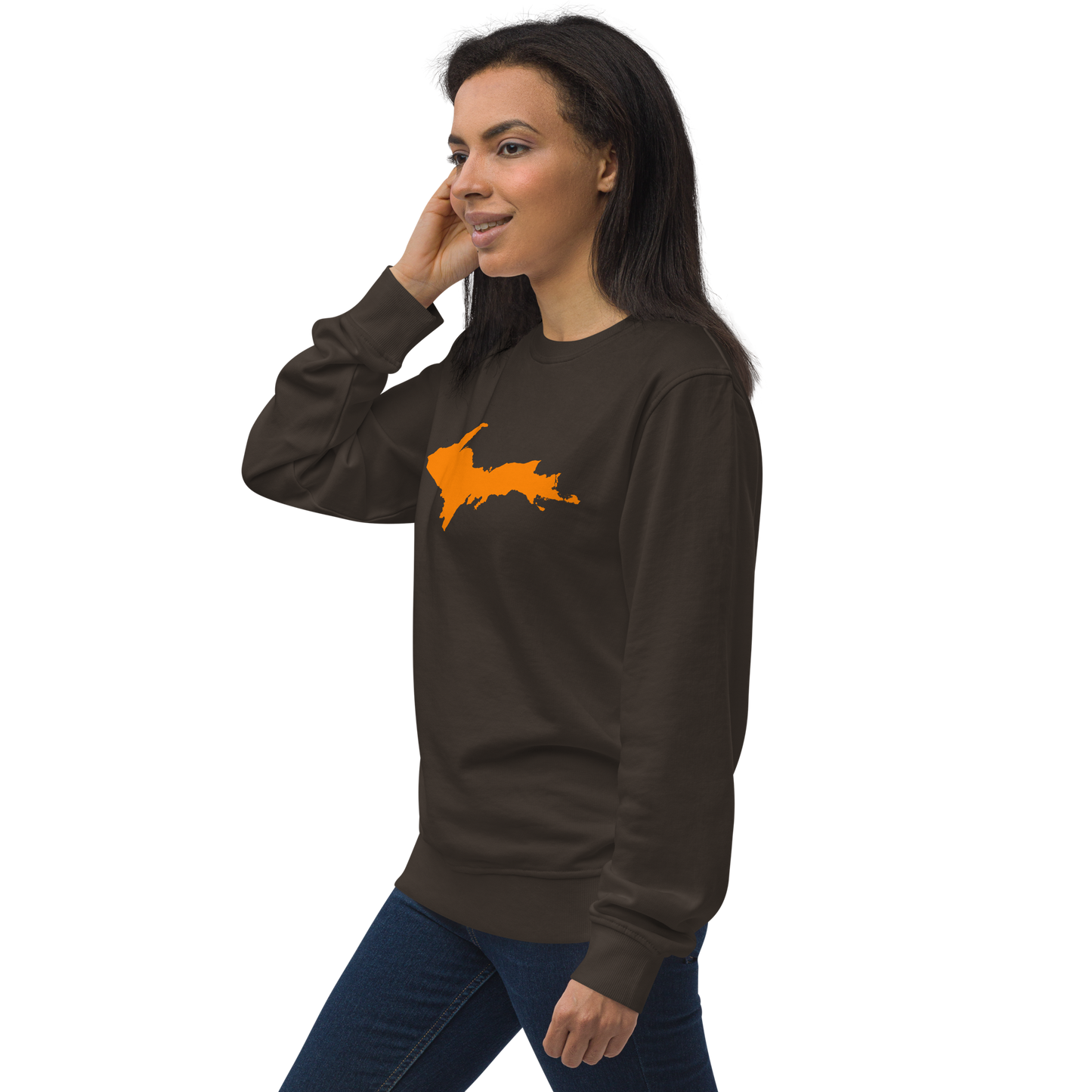 Michigan Upper Peninsula Organic Sweatshirt (w/ Orange UP Outline)