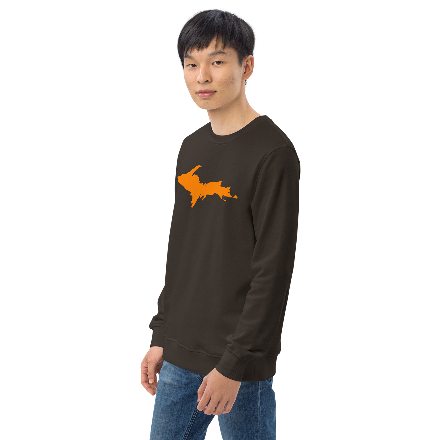 Michigan Upper Peninsula Organic Sweatshirt (w/ Orange UP Outline)