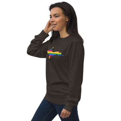 Michigan Upper Peninsula Sweatshirt (w/ UP Pride Flag Outline) | Unisex Organic