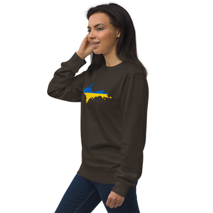 Michigan Upper Peninsula Sweatshirt (w/ Ukraine Flag Outline) | Unisex Organic