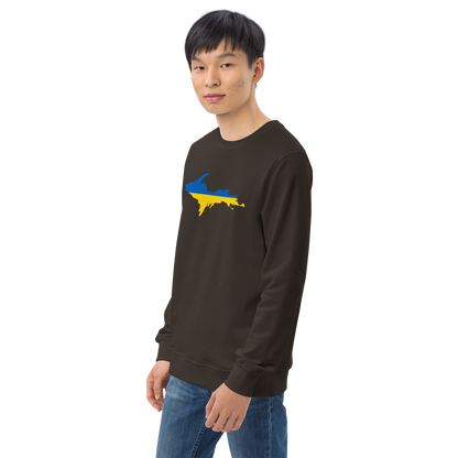 Michigan Upper Peninsula Sweatshirt (w/ Ukraine Flag Outline) | Unisex Organic