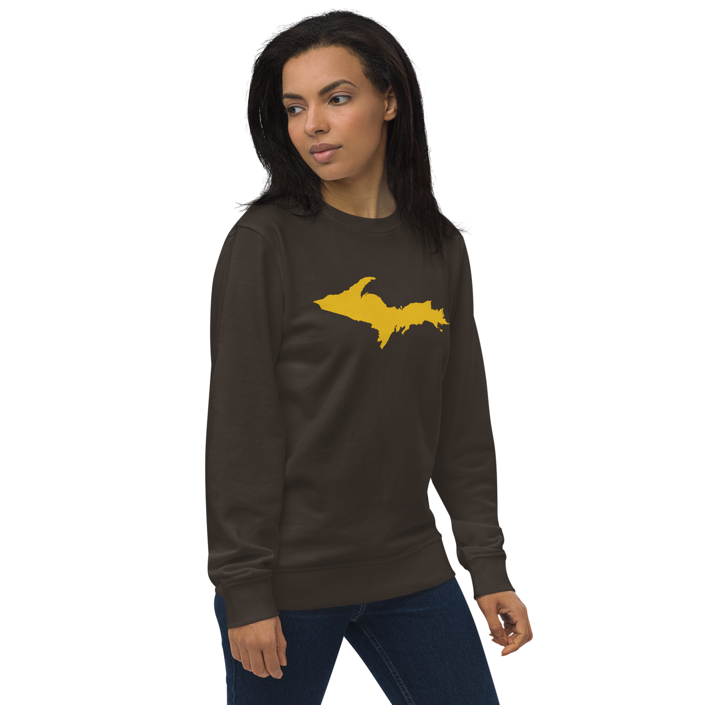 Michigan Upper Peninsula Organic Sweatshirt (w/ Gold UP Outline)