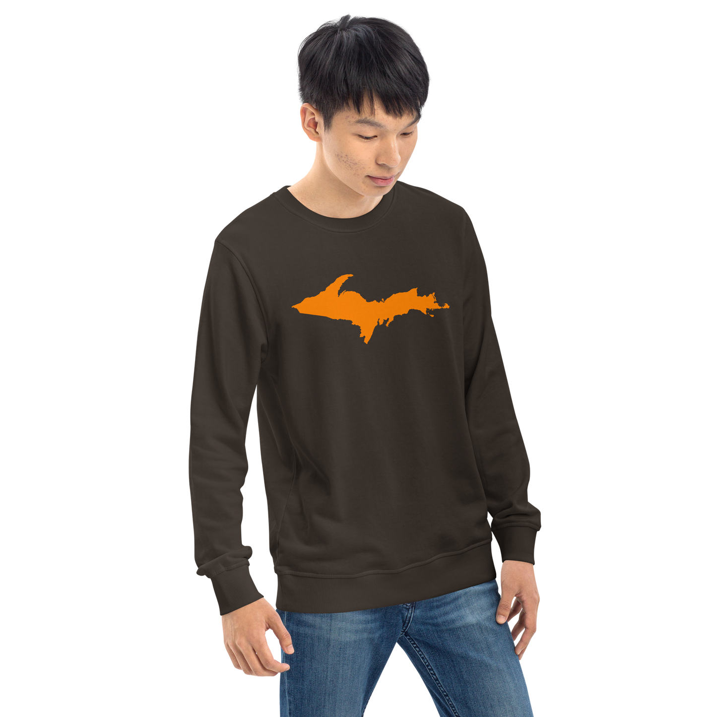 Michigan Upper Peninsula Organic Sweatshirt (w/ Orange UP Outline)