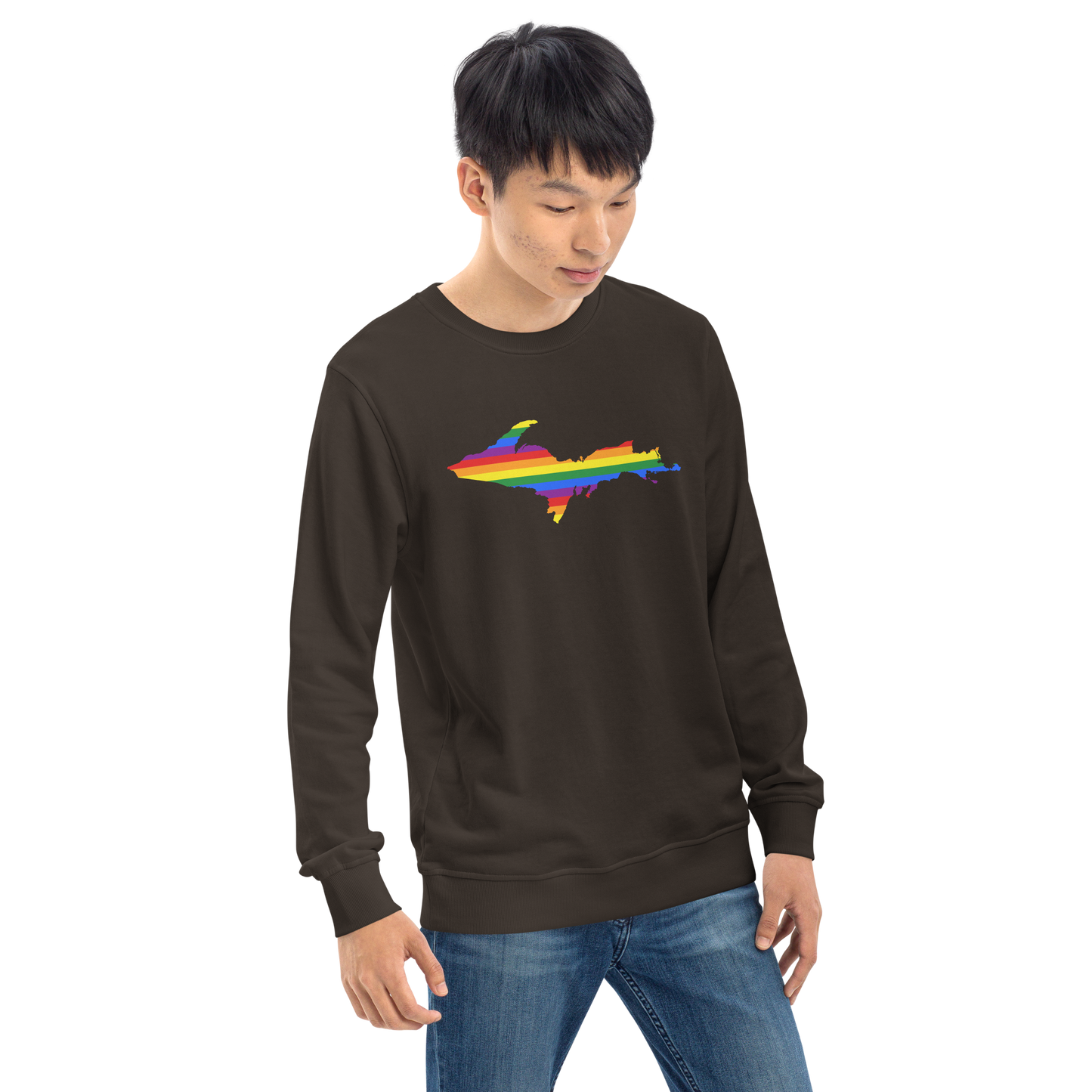 Michigan Upper Peninsula Sweatshirt (w/ UP Pride Flag Outline) | Unisex Organic