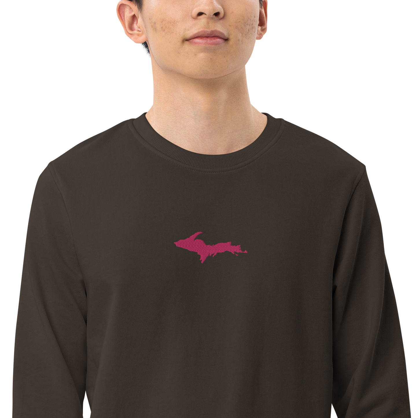 Michigan Upper Peninsula Sweatshirt (w/ Embroidered Pink UP Outline) | Unisex Organic