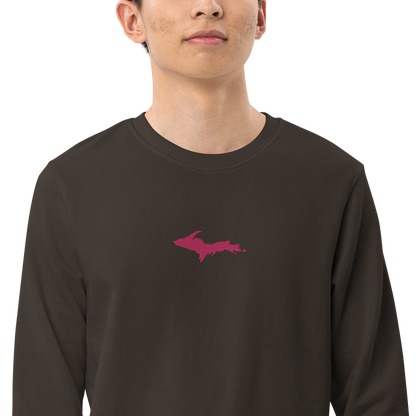 Michigan Upper Peninsula Sweatshirt (w/ Embroidered Pink UP Outline) | Unisex Organic