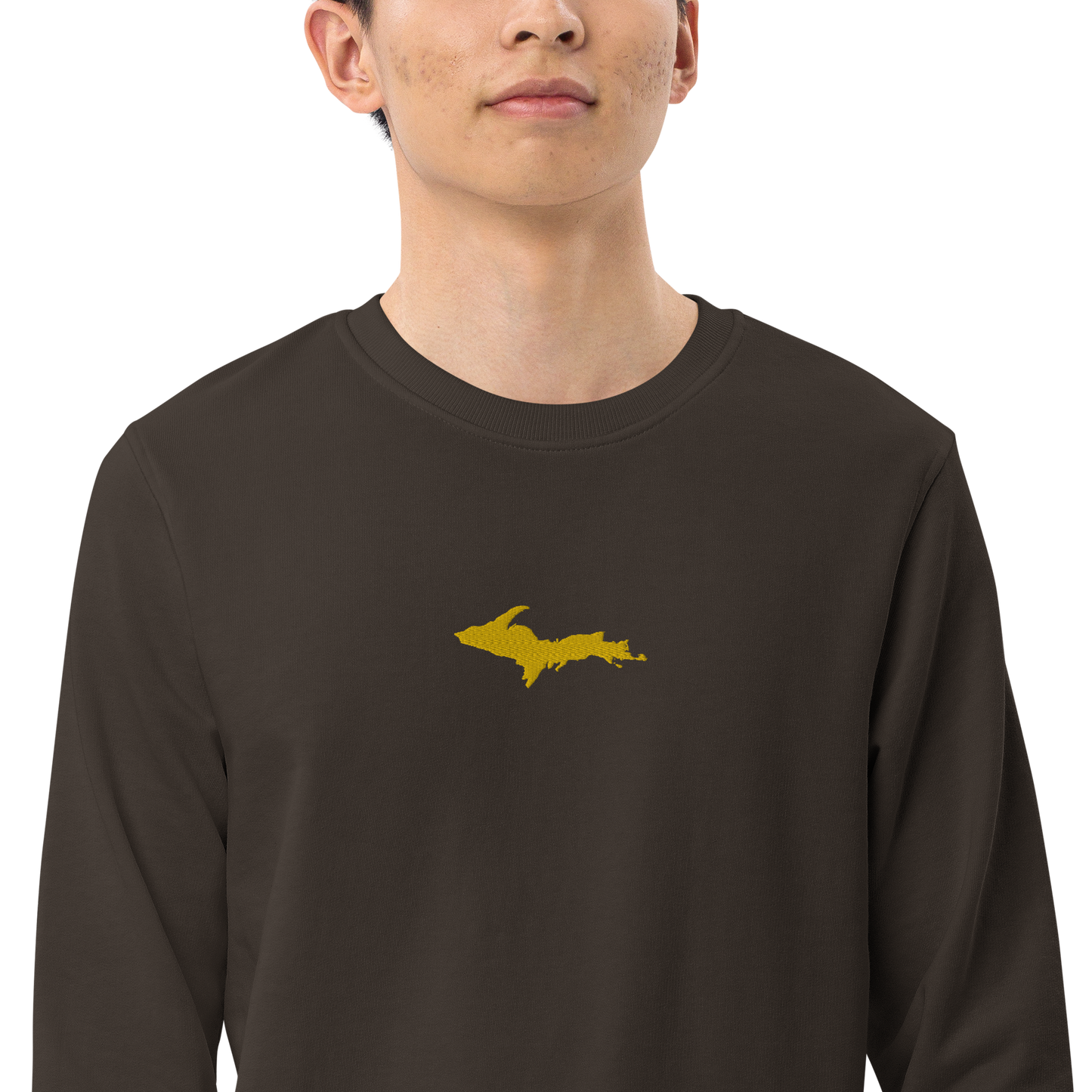 Michigan Upper Peninsula Sweatshirt (w/ Embroidered Gold UP Outline) | Unisex Organic