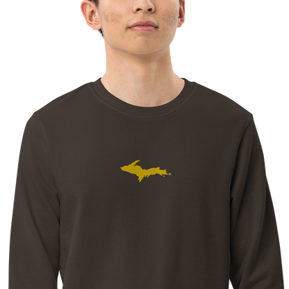 Michigan Upper Peninsula Sweatshirt (w/ Embroidered Gold UP Outline) | Unisex Organic