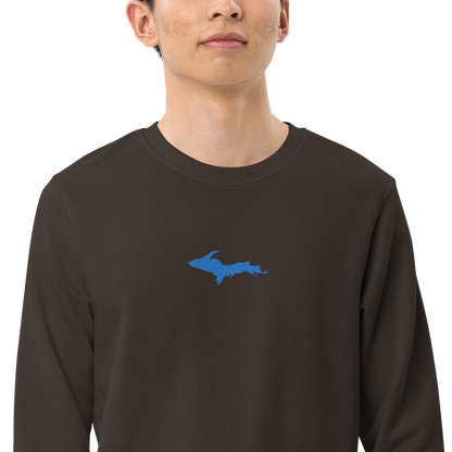 Michigan Upper Peninsula Sweatshirt (w/ Embroidered Azure UP Outline) | Unisex Organic